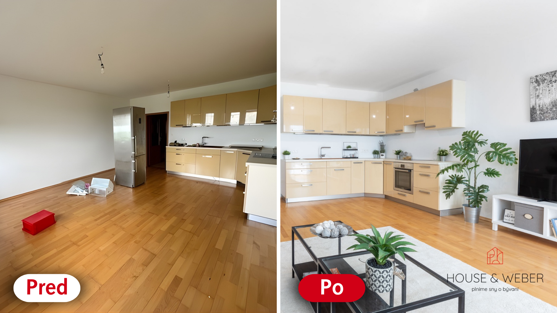 Homestaging kuchyňa a obývačka
