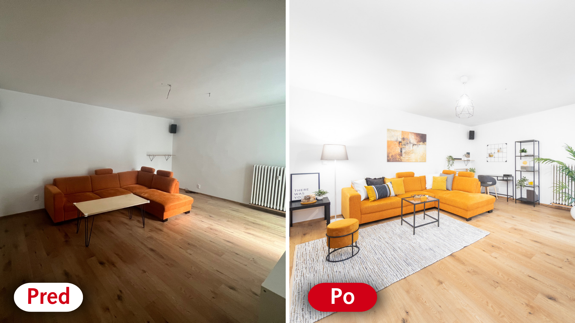 Homestaging obývačka s pohovkou