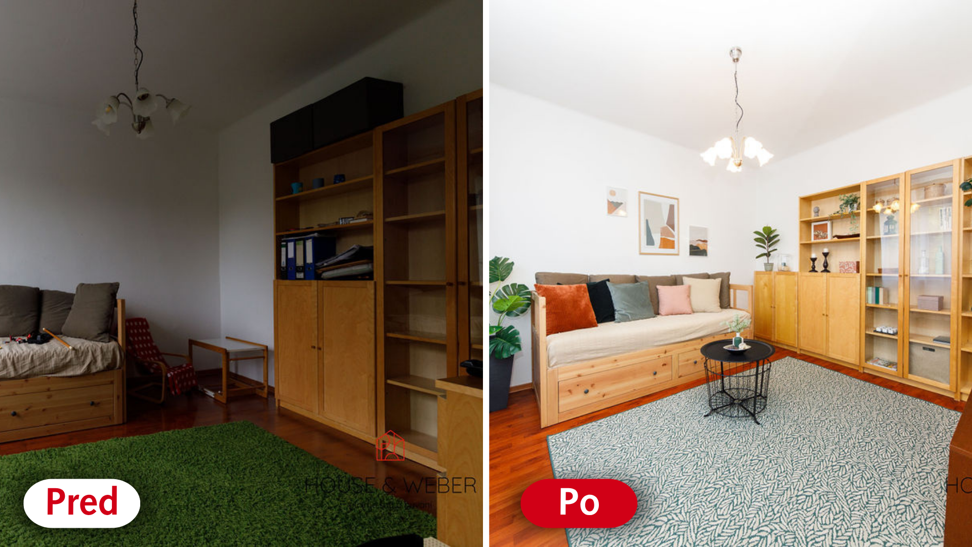 Homestaging izba s knižnicou